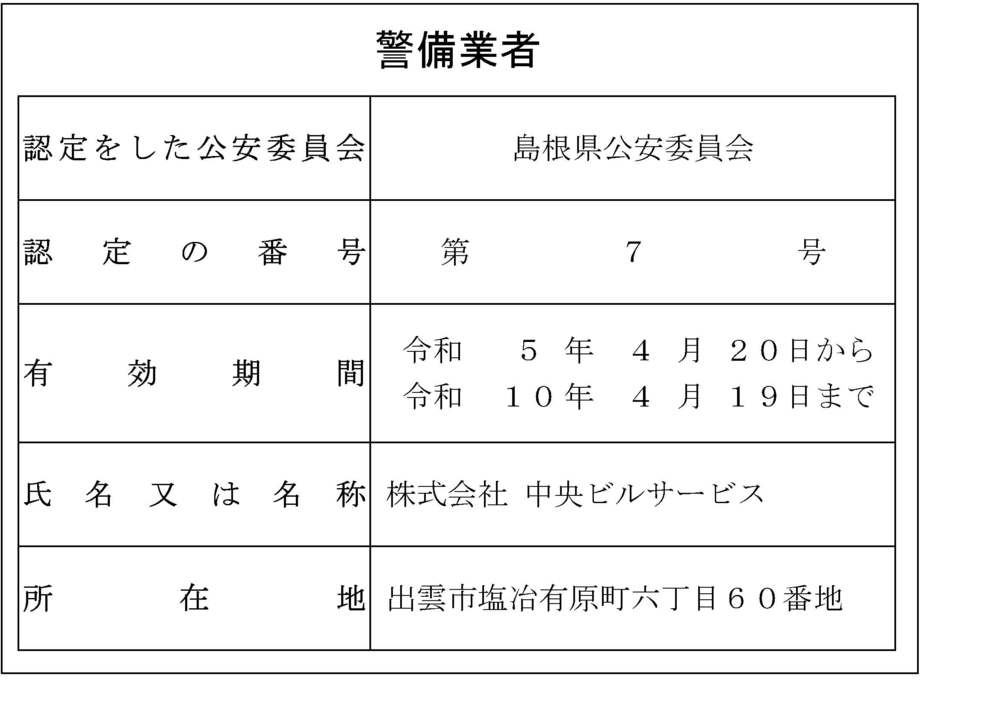 警備業標識
